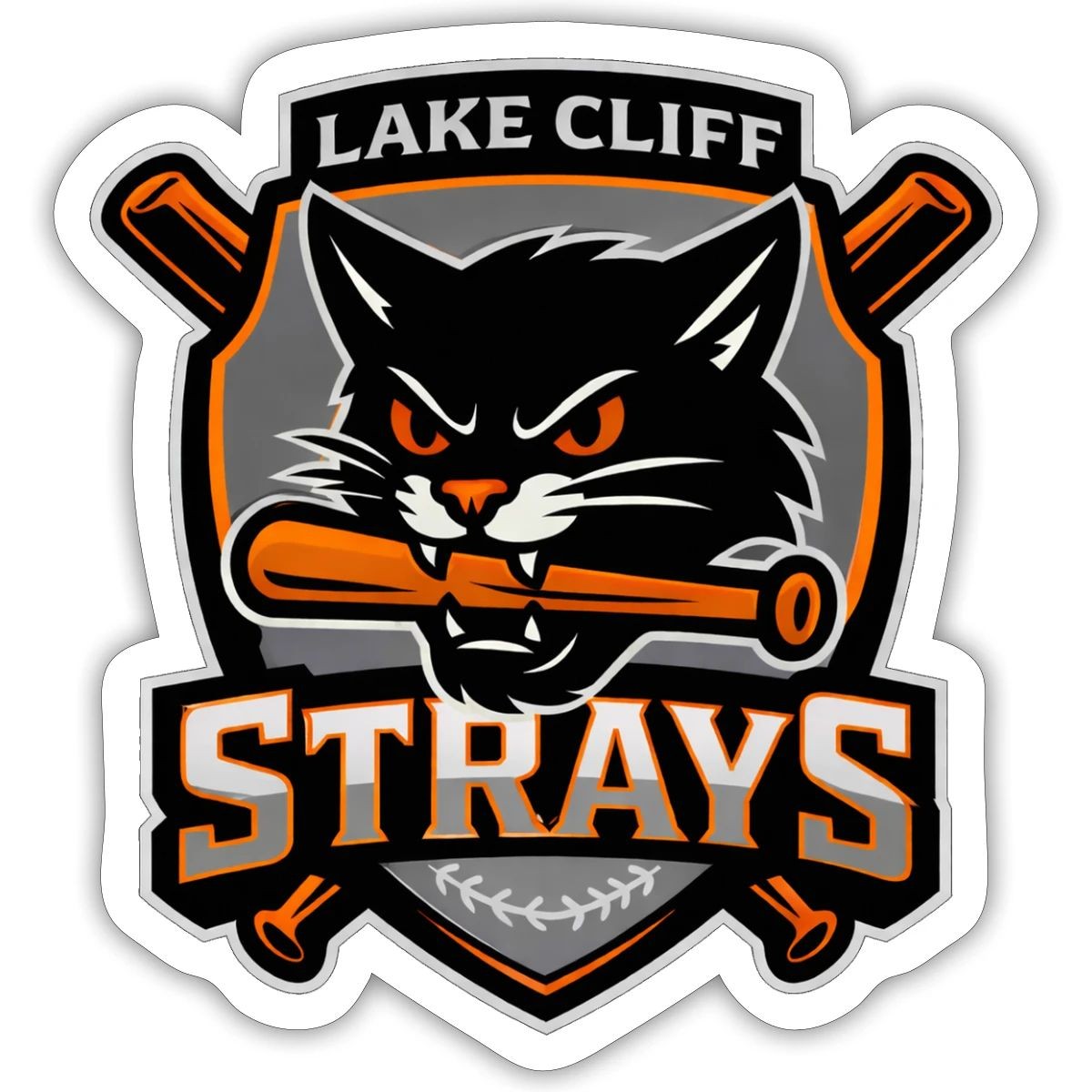 Lake Cliff Strays Logo Baseball Emblem Sticker, max. 4 x 4"