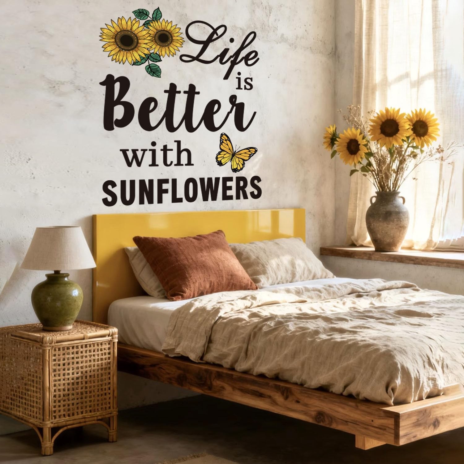 5 Pieces Bible Verse Wall Stickers Inspirational Wall Decal Sunflowers and Bu…