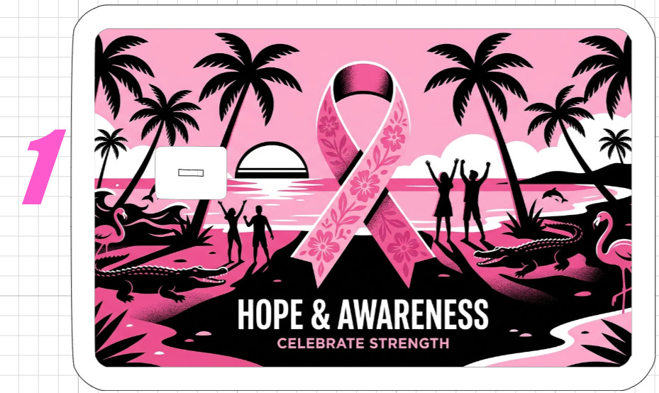Florida Pink Ribbon Gift Credit Debit ATM Card Skin Sticker Breast Cancer Women