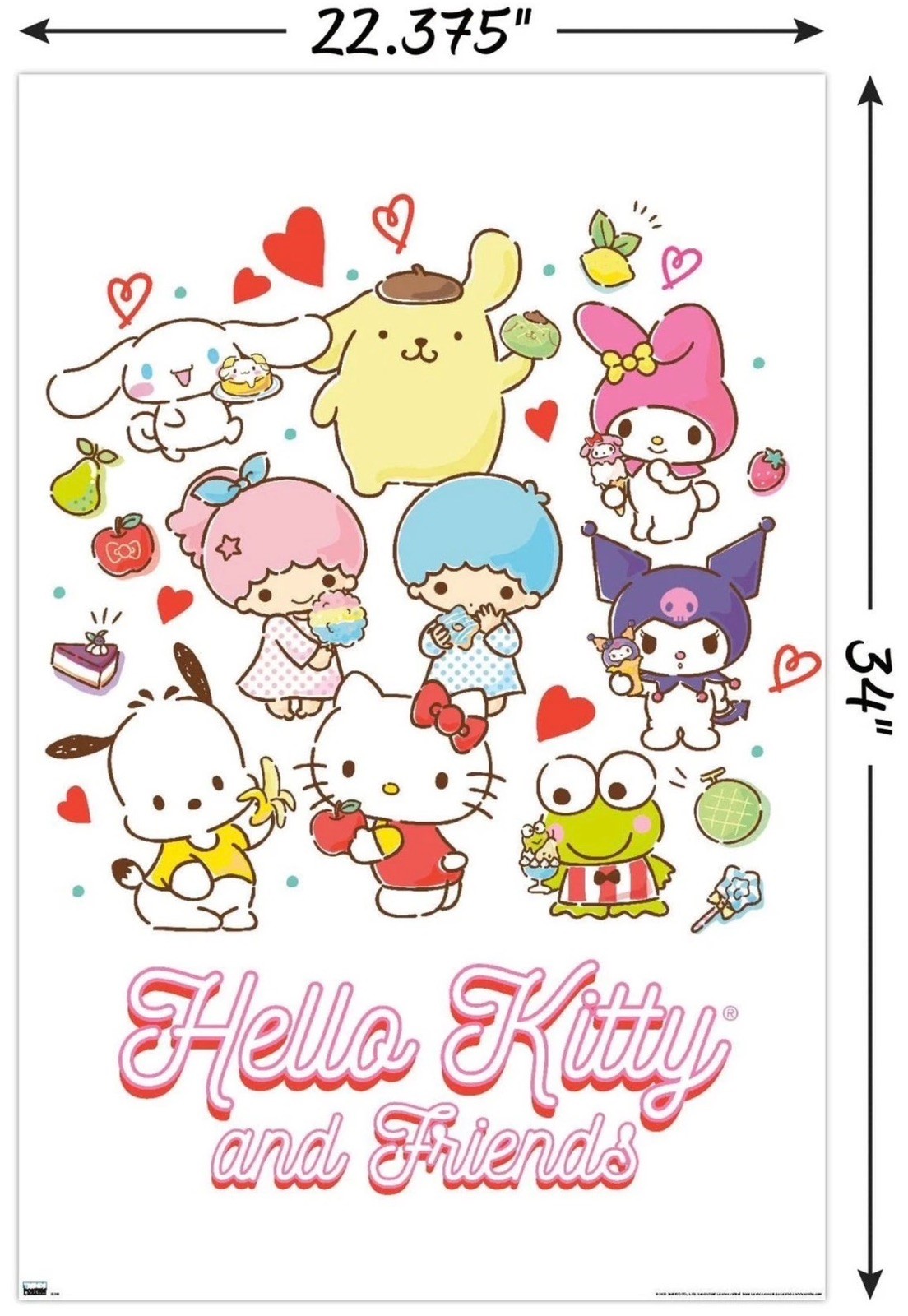 Hello Kitty and Friends: 23 Favorite Flavors – Kawaii Wall Poster, 34L" x 22….