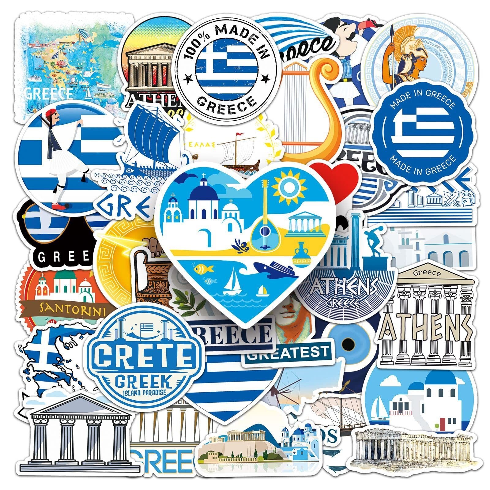 50 PCS Outdoor Travel in Greece Stickers PVC Waterproof Stickers,Water Bottle…