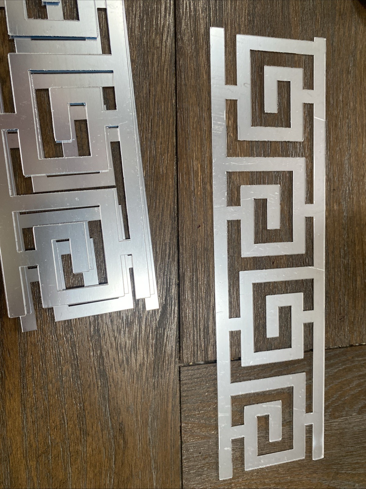 5 Pcs Mirror Wall Stickers Removable Adhesive Decals Greek Key Silver 11×3” New