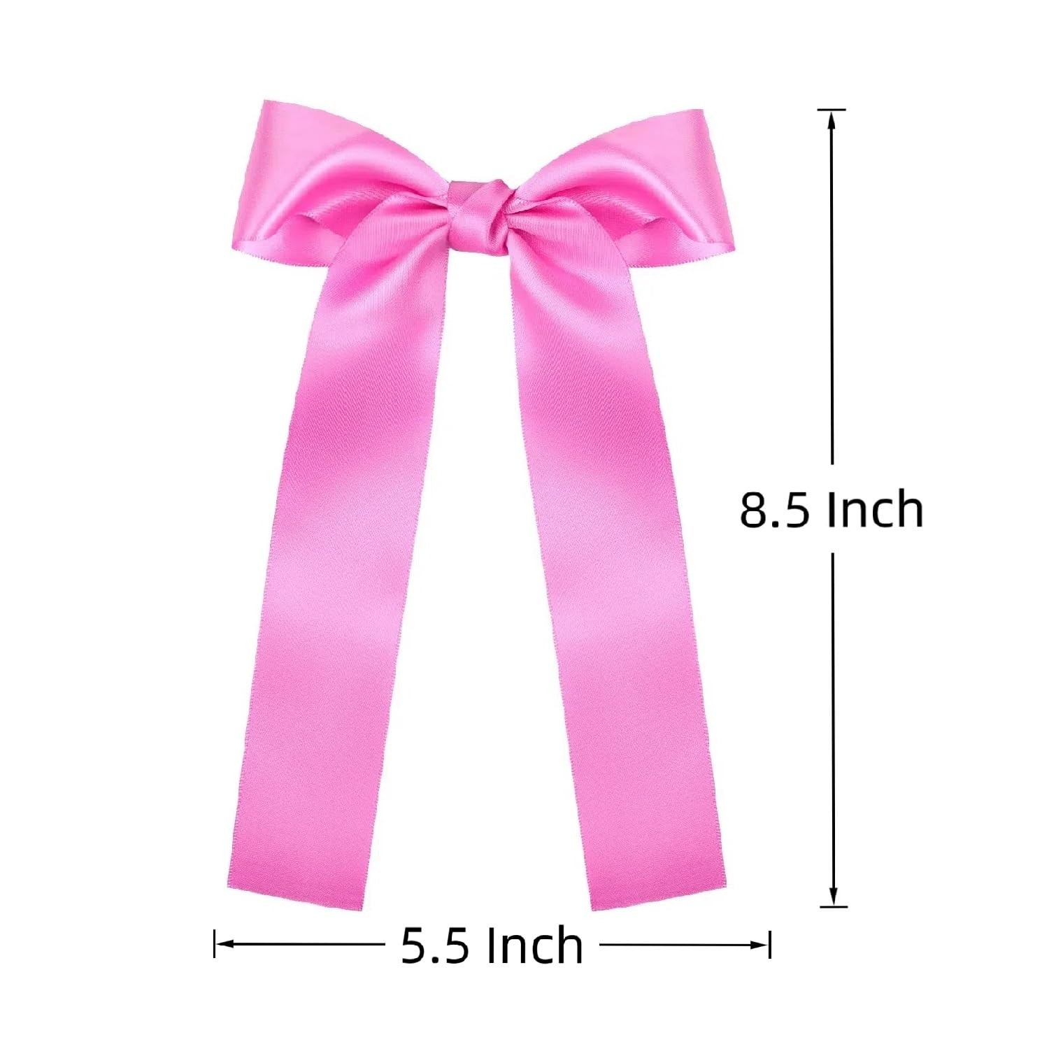 2-Pack Long Satin Ribbon Hair Bows for Girls – Elegant Silk Hair Clips for