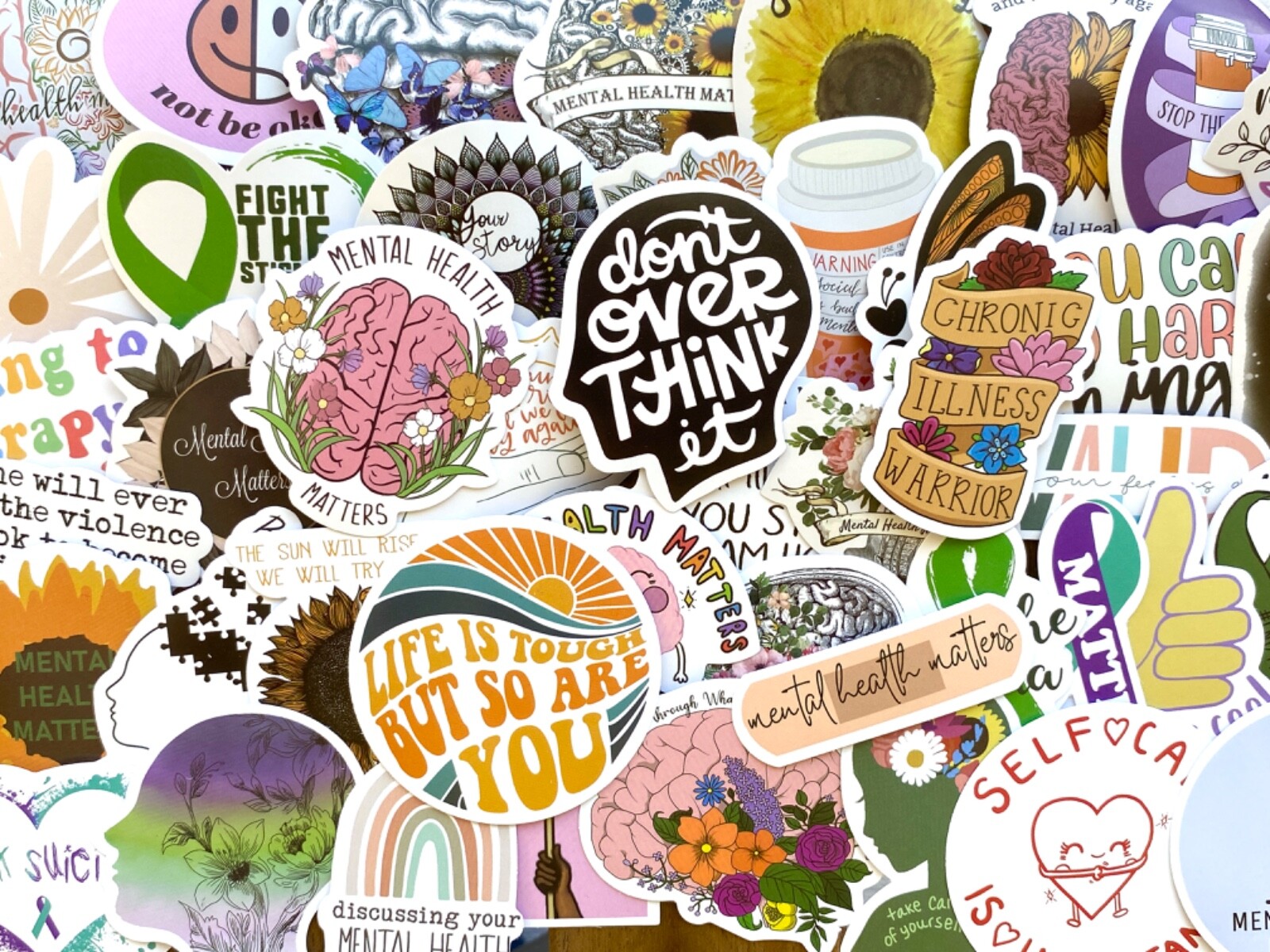 5-50 pcs Mental Health Stickers, Inspirational Motivational Vinyl Laptop Decals