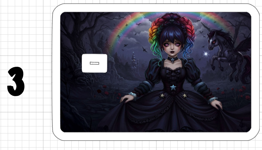 Goth Girl Credit Debit ATM Card Skin Stickers Emo Witch Unicorn Rainbow Gothic
