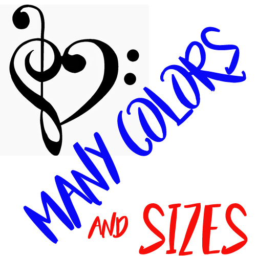 Music Note Heart – Music heart- Vinyl Decal Multiple Colors and Sizes Sticker