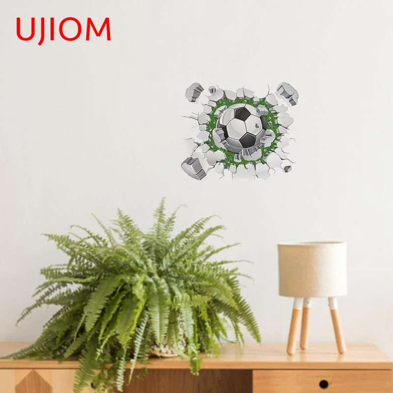 UJIOM 13cm Football Crack Wall Stickers Home Decor Decals Vinyl Bedroom