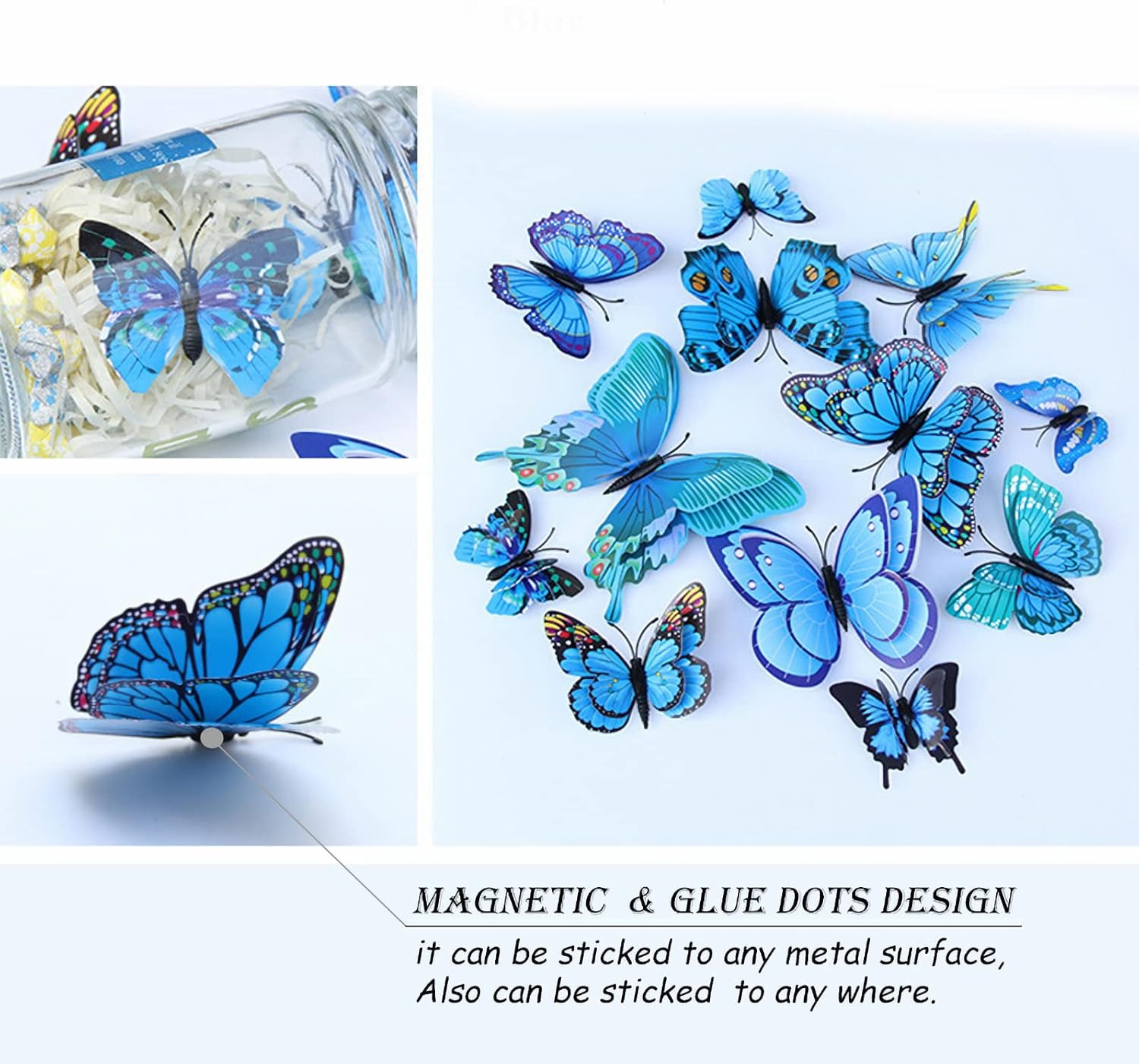 Butterfly Wall Decor 24/48 PCS, 3D Butterflies Stickers for Party Decorations wi