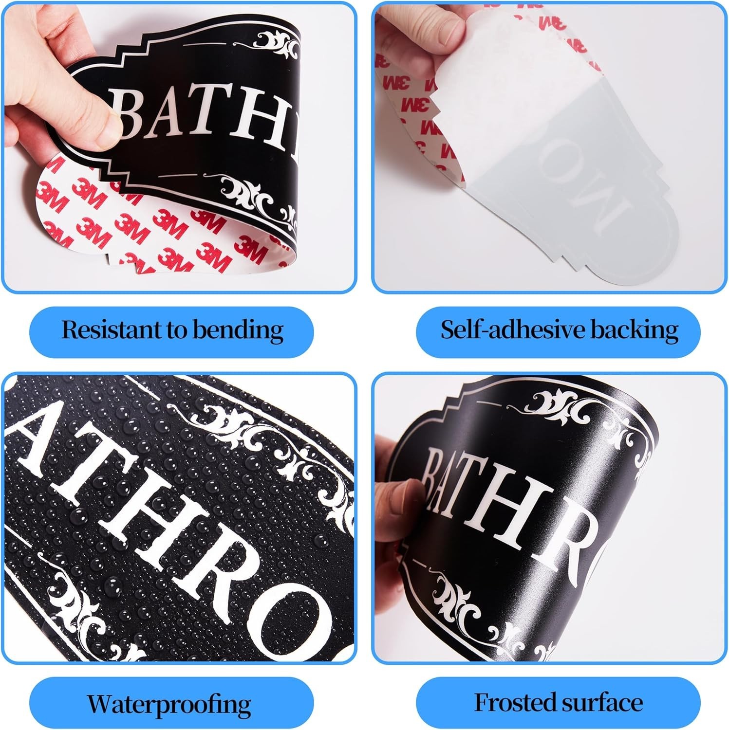 Bathroom Sign Sticker for Business and Home，Self-adhesive Cute Bathroom Decor…