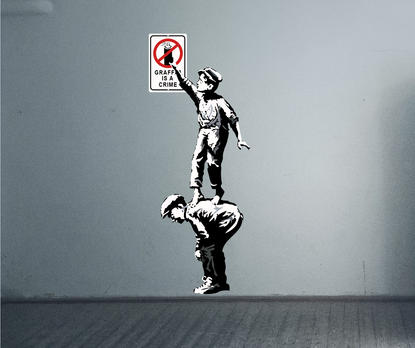 Valdalizing Kids Themed Graffiti Banksy Street Art Vinyl Home Wall Decal 20×35