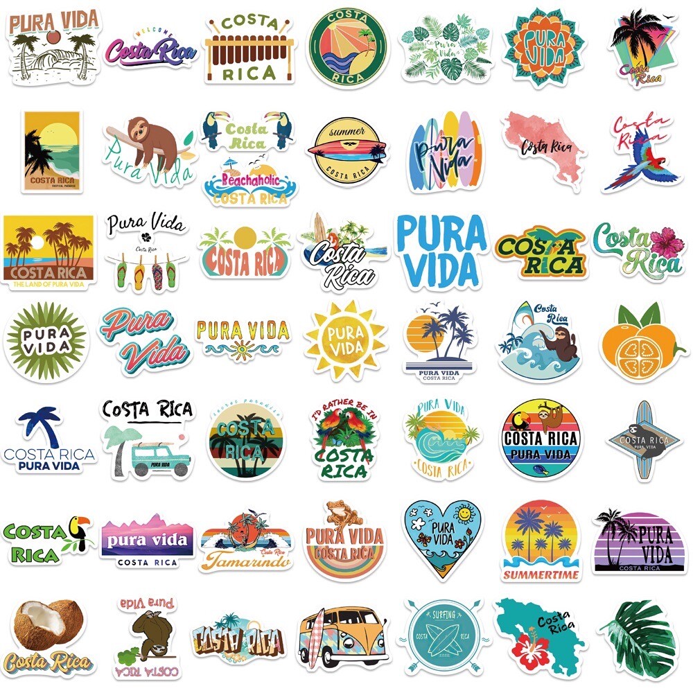 20 Random Costa Rica Sticker Nature Travel Decal Laptop Hydro Yeti Free Shipping