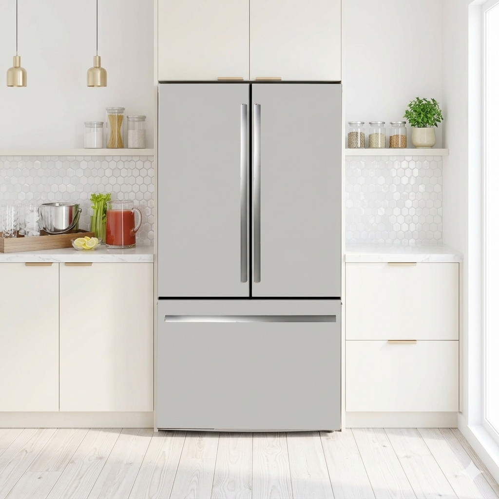 Light Gray Fridge Wrap Removable Waterproof Vinyl Cover