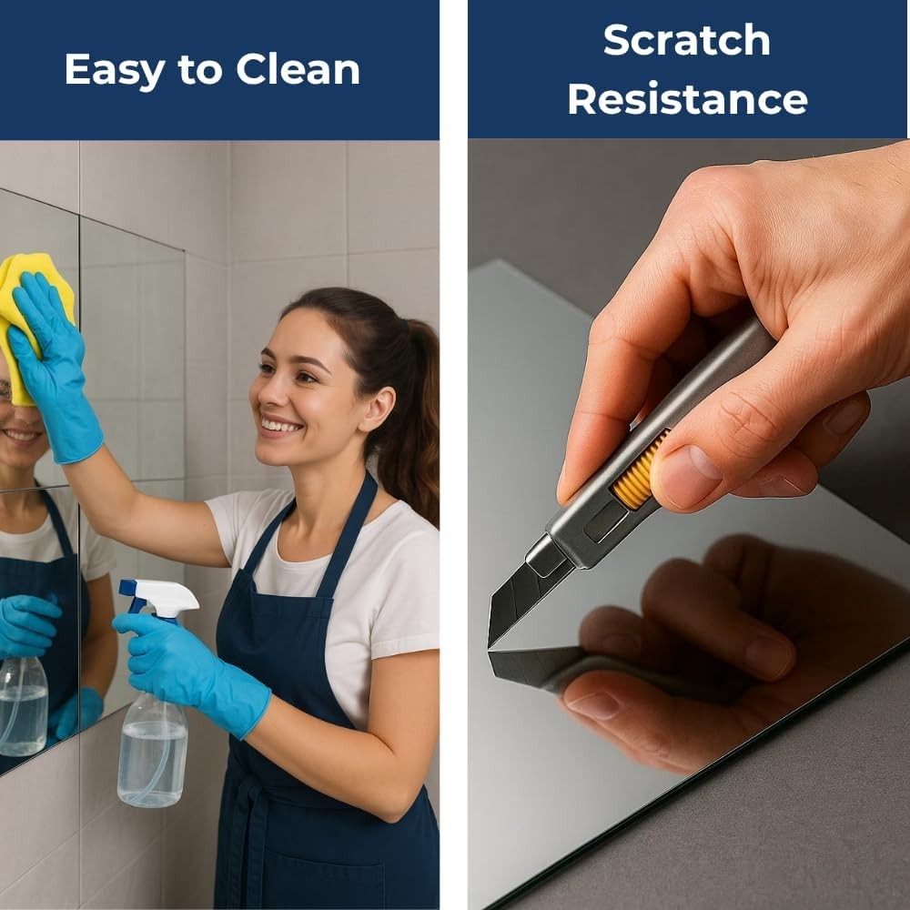 Acrylic Mirror Tiles 12×12 – Shatterproof Peel & Stick – Choose 4, 8, or 12 Pack