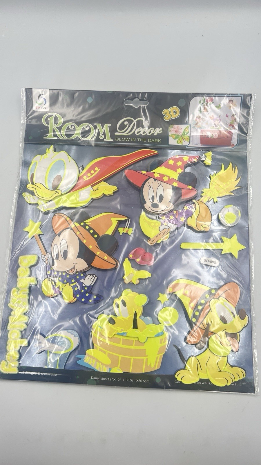 Disney Baby Mickey And Angry Birds Decor Glow in the Dark 3D Stickers Sealed