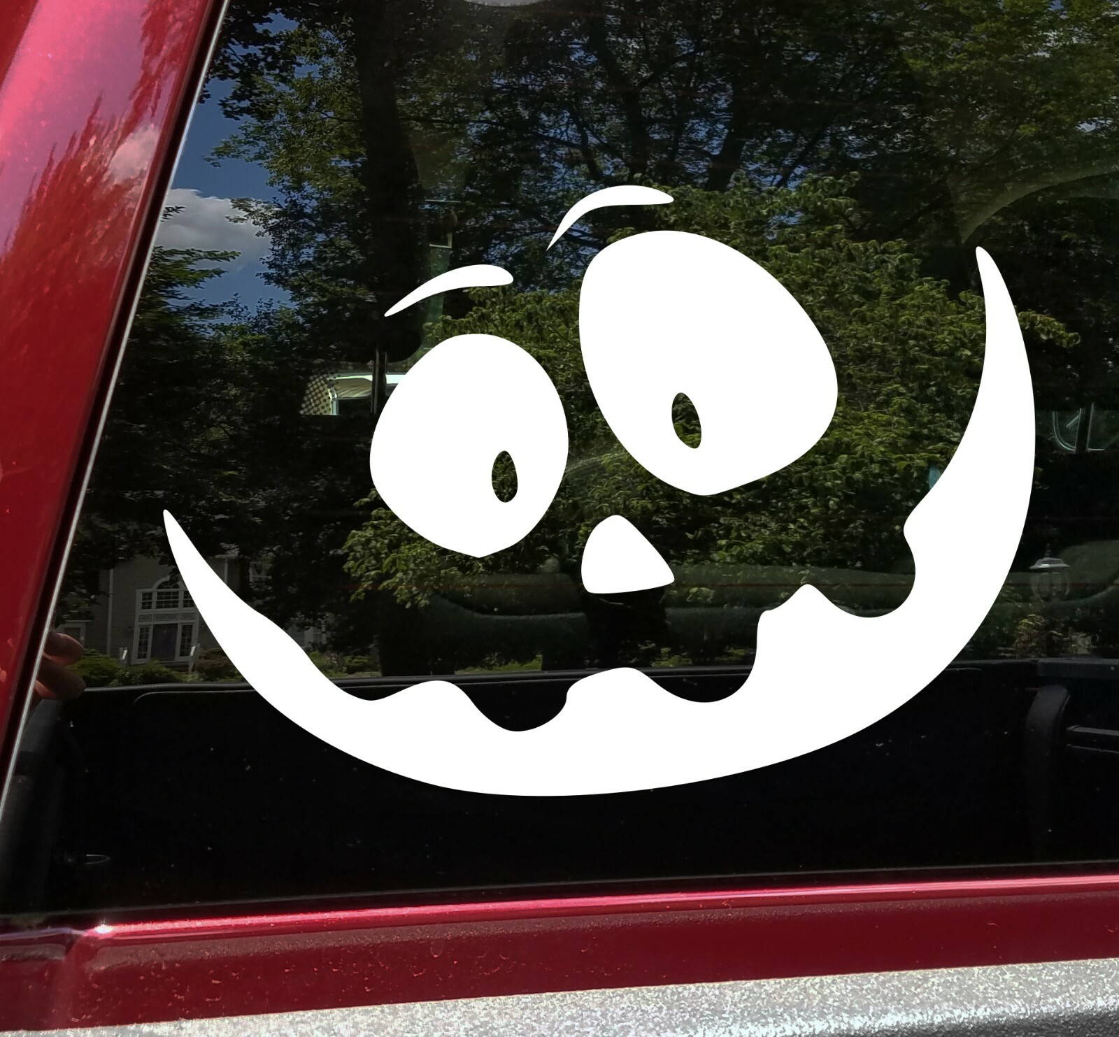Pumpkin Face Vinyl Decal V8 – Halloween Creepy Smile Scary – Die Cut Sticker