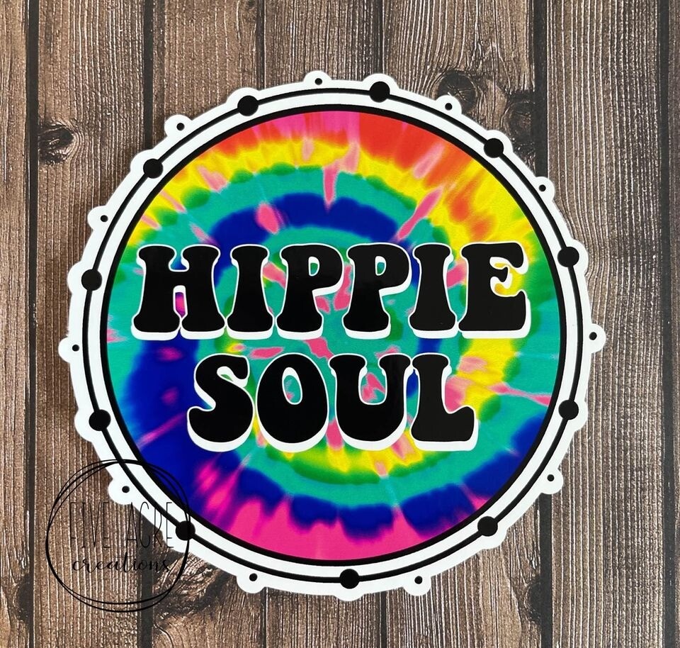Colorful Waterproof Sticker. Hippie Soul. Tie Dye Car Decal