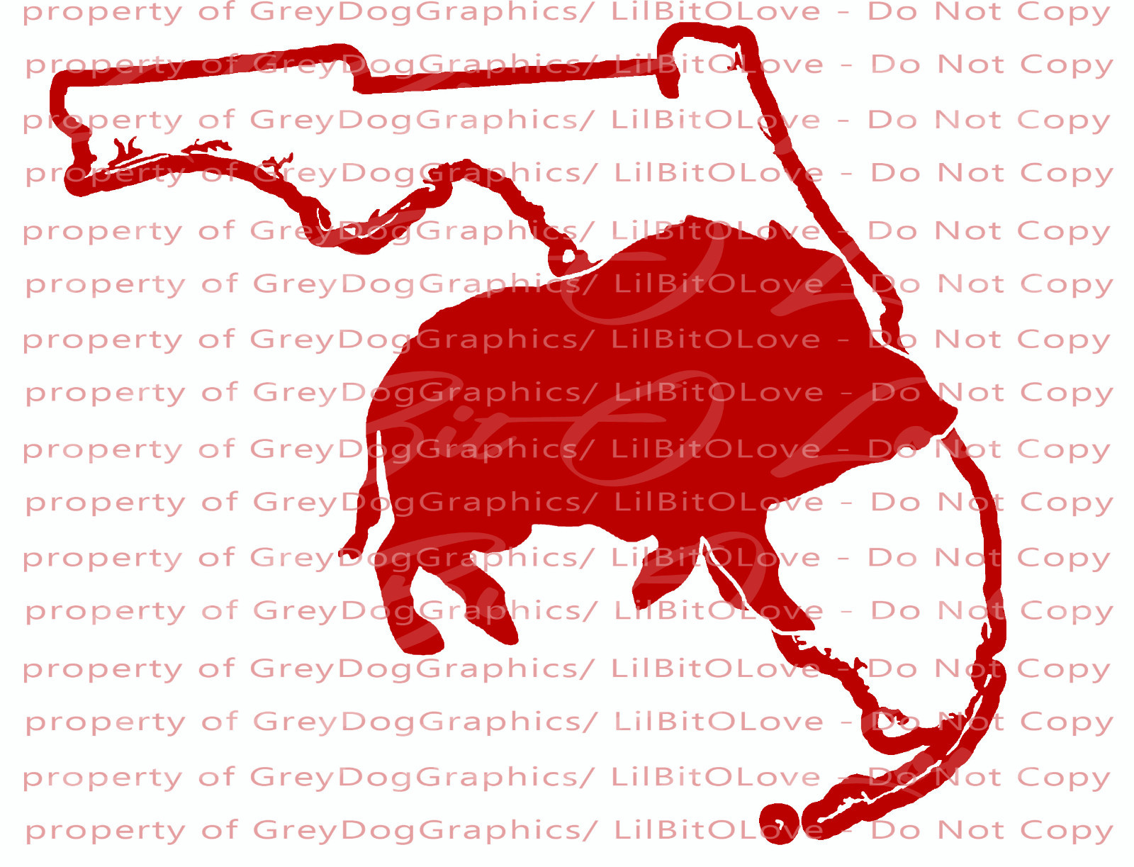 Solid Hog Boar over the Florida State Outline Hunter Vinyl Decal Sticker Hunting