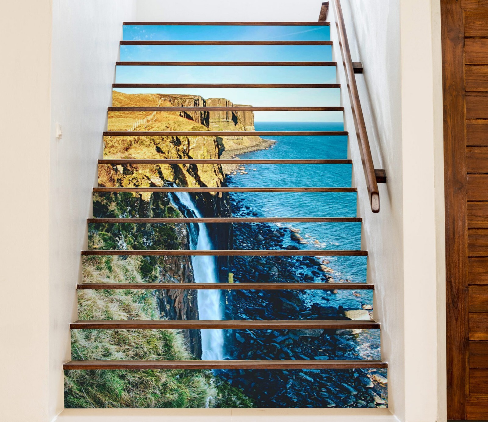 3D Mountain Ocean ZHU840 Stairs Risers Decoration Photo Mural Vinyl Wallpaper