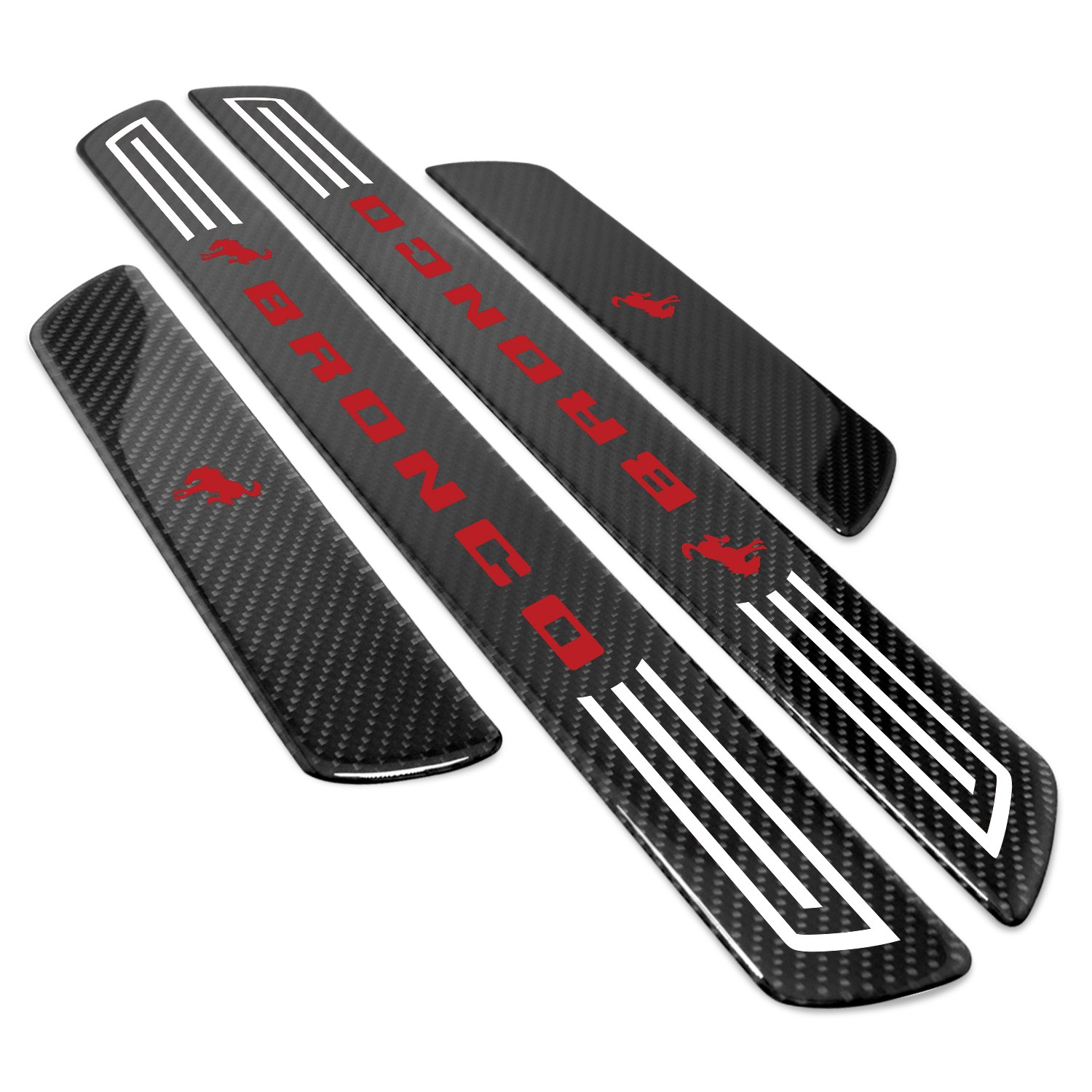 Ford Bronco in Red X-Large Black Carbon Fiber 4 Pcs Universal Door Sill Plates