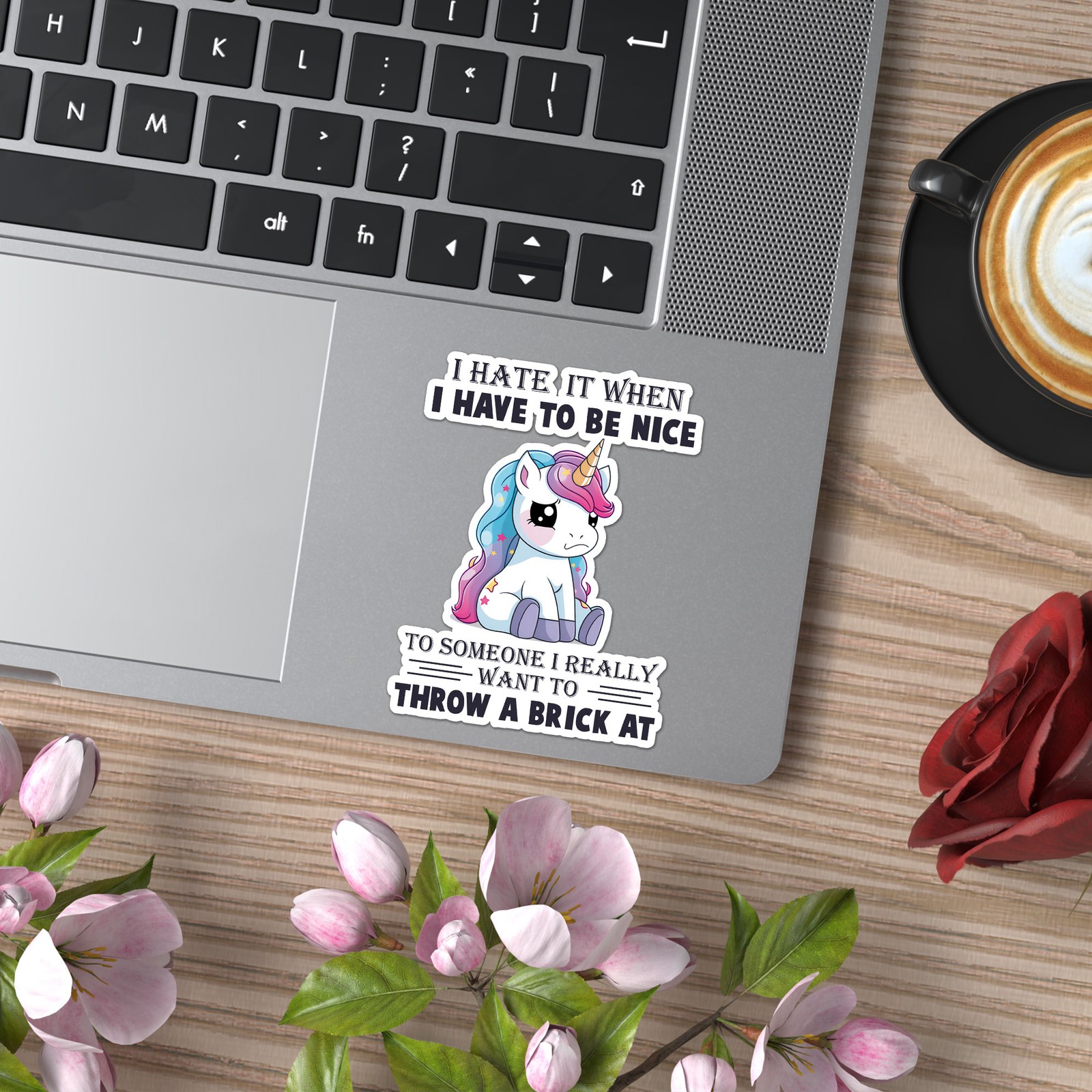 Hate When Nice Unicorn – Vinyl Decal Sticker – Car Window Laptop – ebn11544