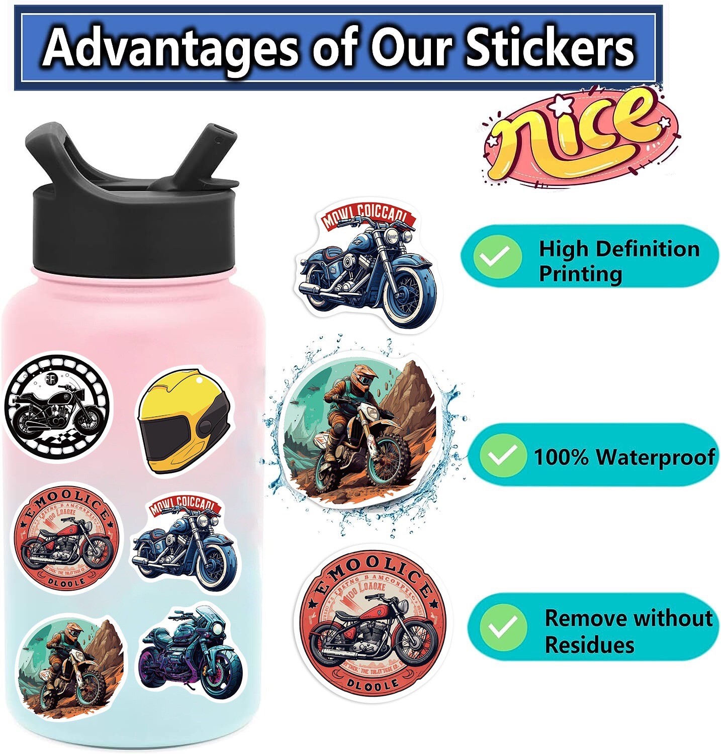 10 Random Classic Motorcycle Stickers Retro Automotive Laptop Hydro Yeti Decals