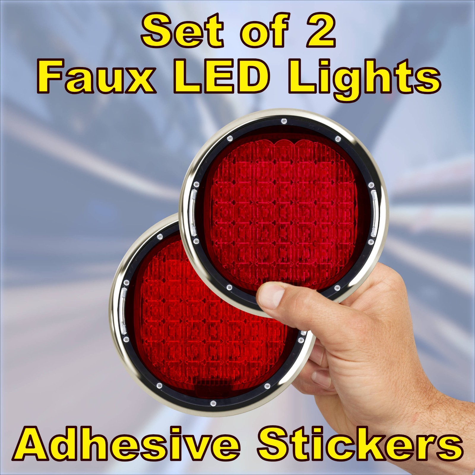 Faux LED Fog Driving Light Stickers – RED Lens – set of 2