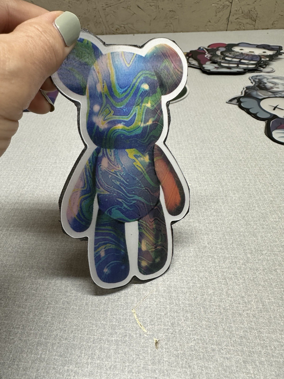 3D Magnet "Drip Bear" "Fluid Bear" Bearbrick Figure Vibrant Purple, Blue, Orange