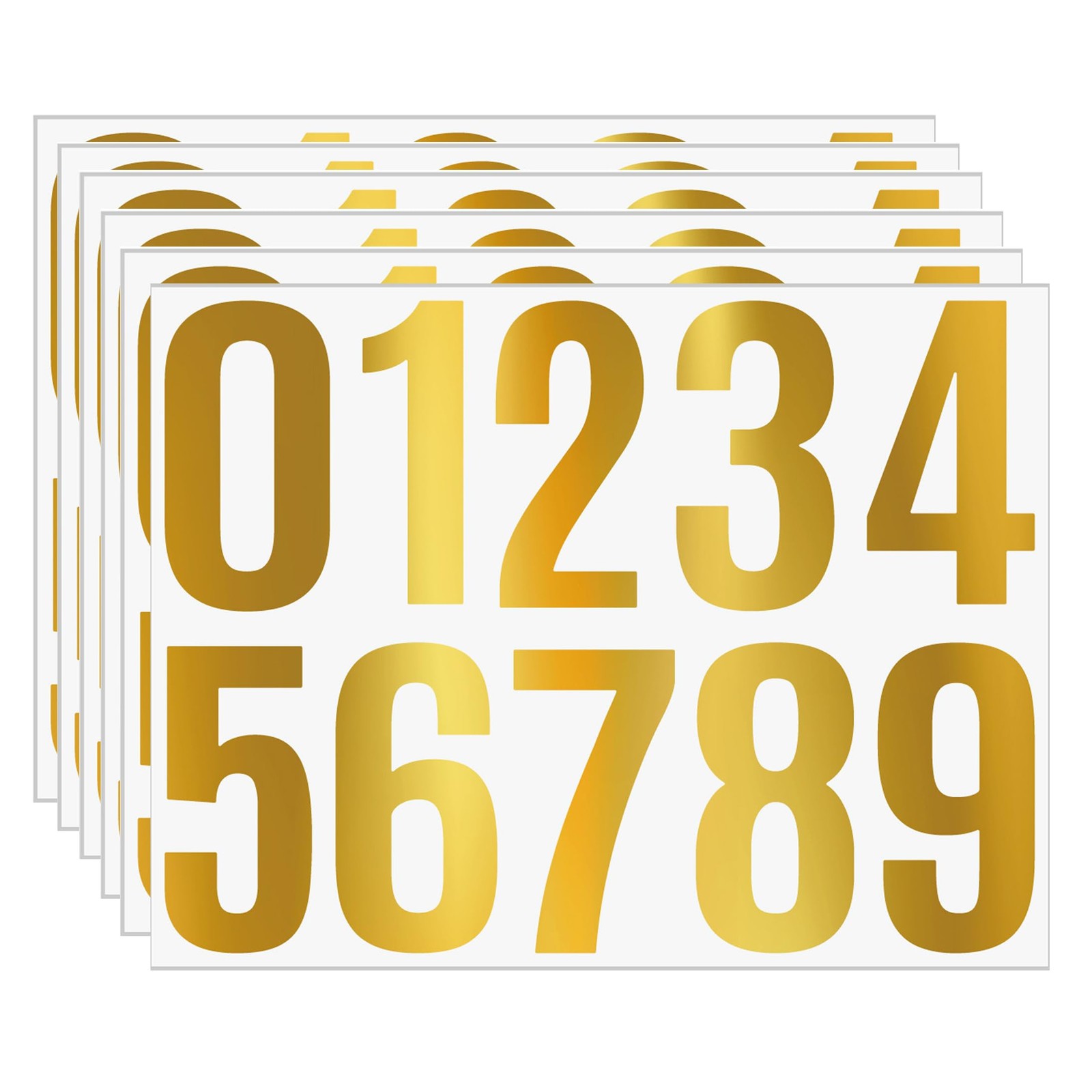 Gold Vinyl Number Stickers 0-9, 4 Inch Large Peel and 11.4 X 8.7 Inches,