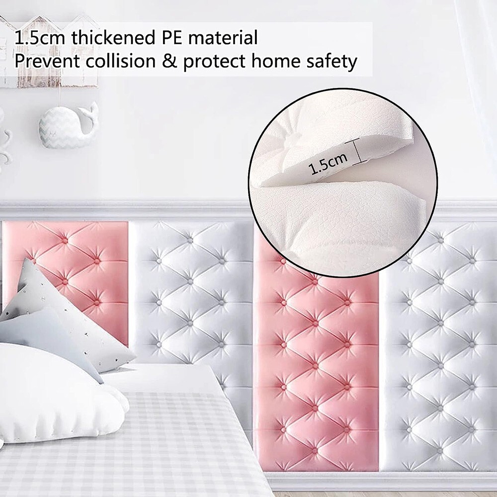 10x 3D Foam Panels Leather Style Wall Sticker Tile Self-adhesive Wallpaper Decor