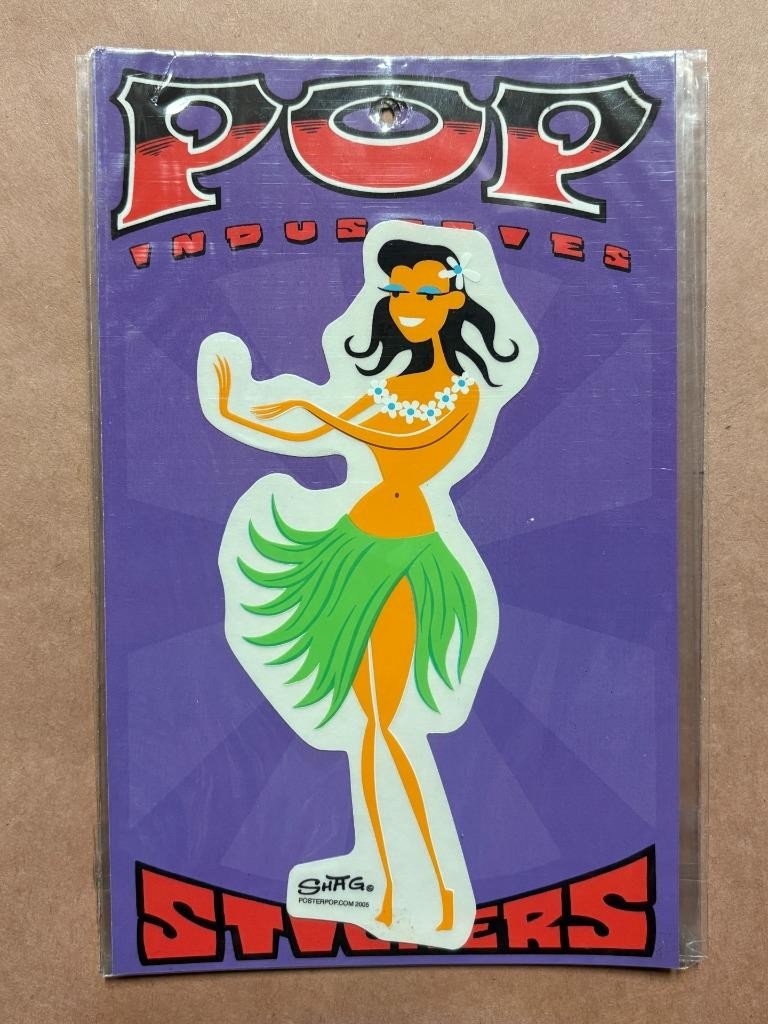 Pop Industries Sticker-SHAGG Tiki Hula Girl-new 2005 posterpop retro pinup art
