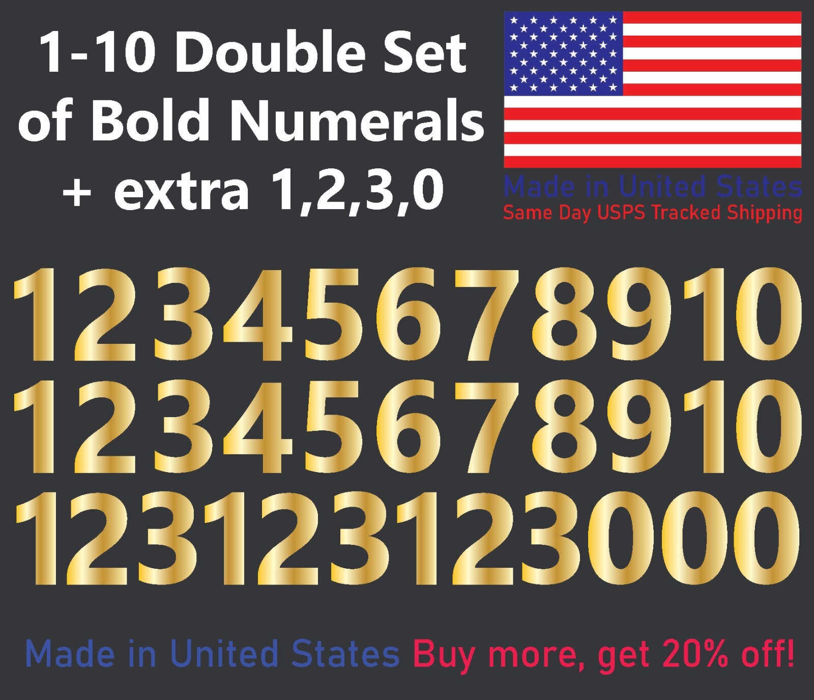 1-10 Bolston Bold Outdoor Vinyl Decal Numbers for Mailbox, Door, Address, Locker