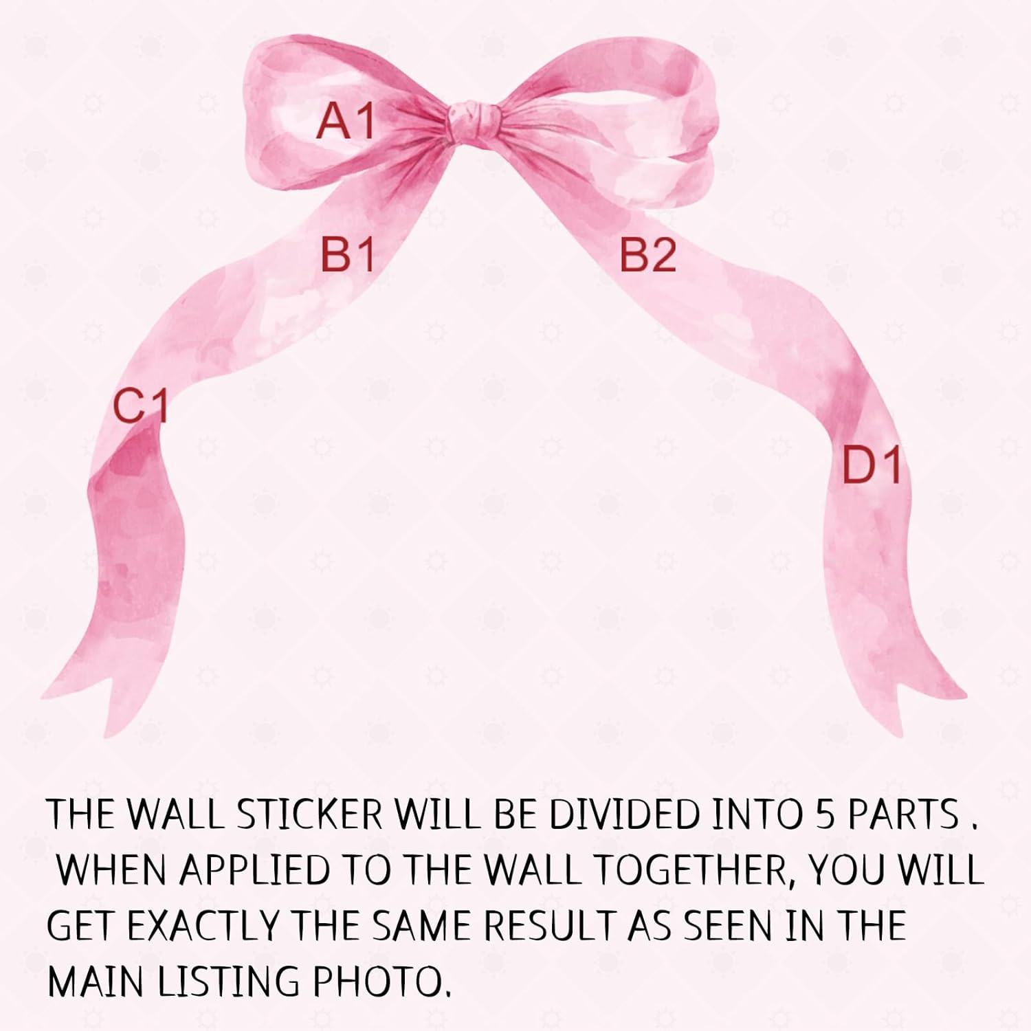 Large Pink Bow Wall Stickers – Waterproof Vinyl Decals for Girls' Room Decor