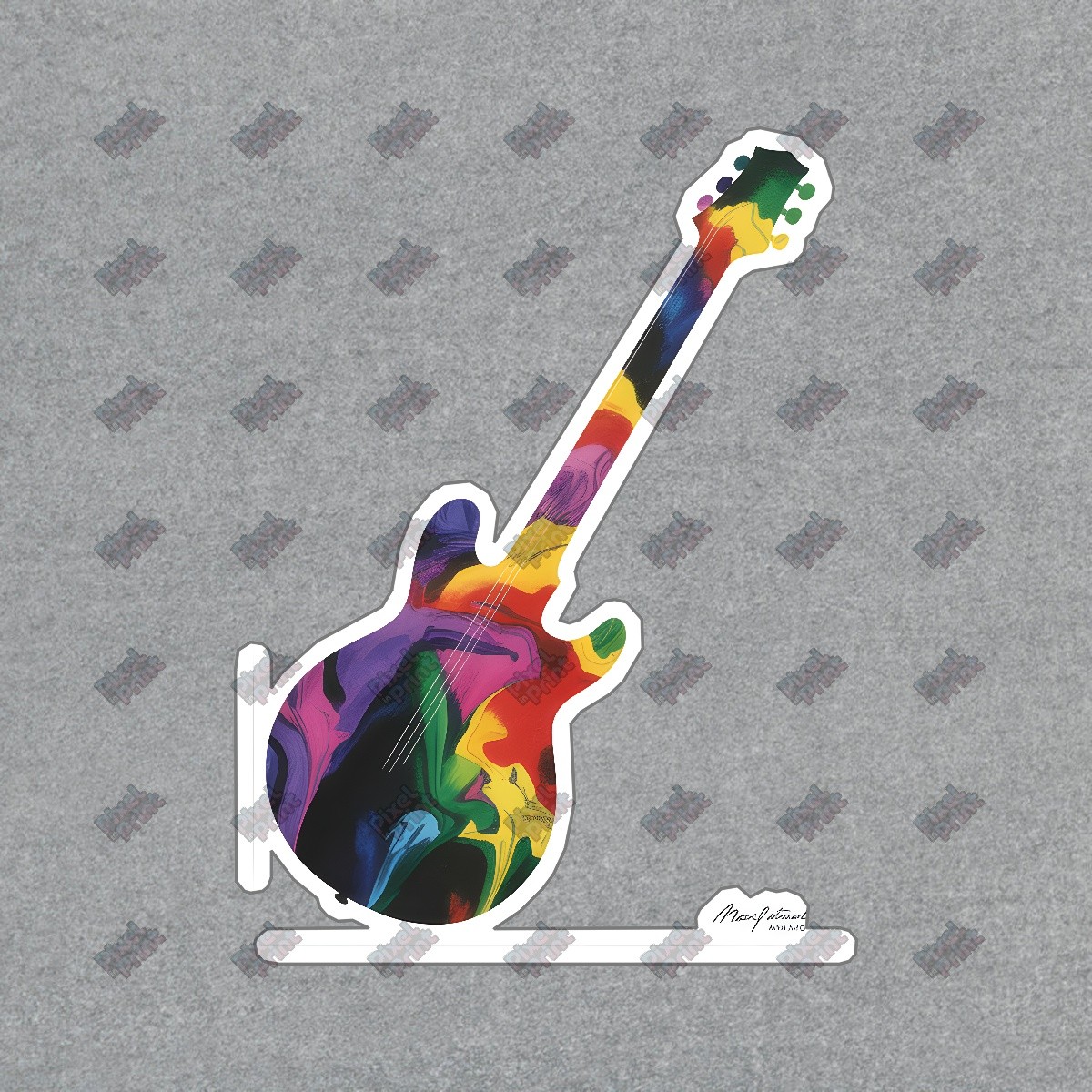 Vibrant Colorful Electric Guitar Art Print Modern Pop Culture Music #8298