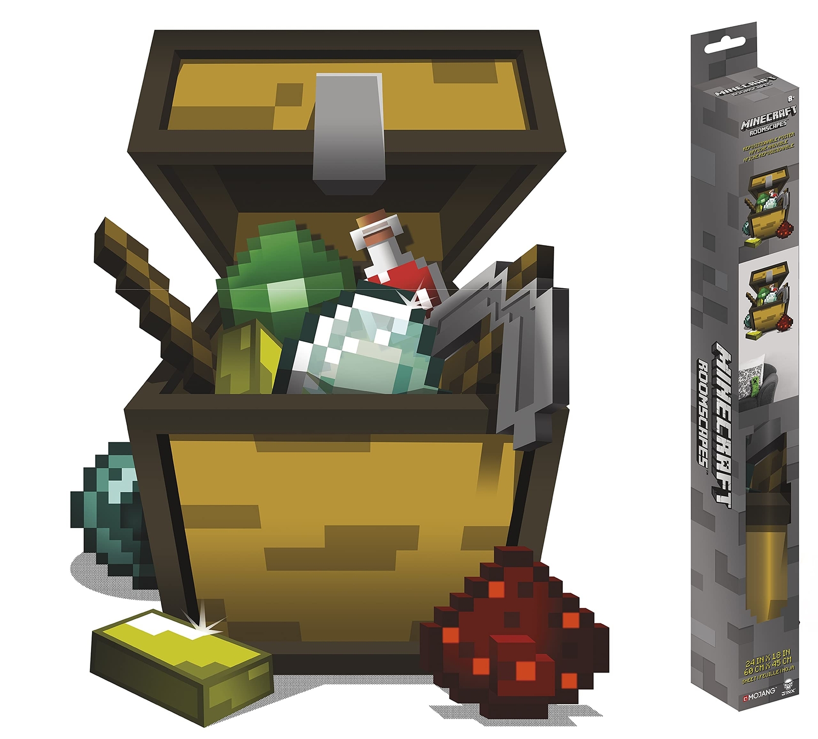 Trends International RoomScapes Minecraft Open Chest 18" x 24" Wall Decal
