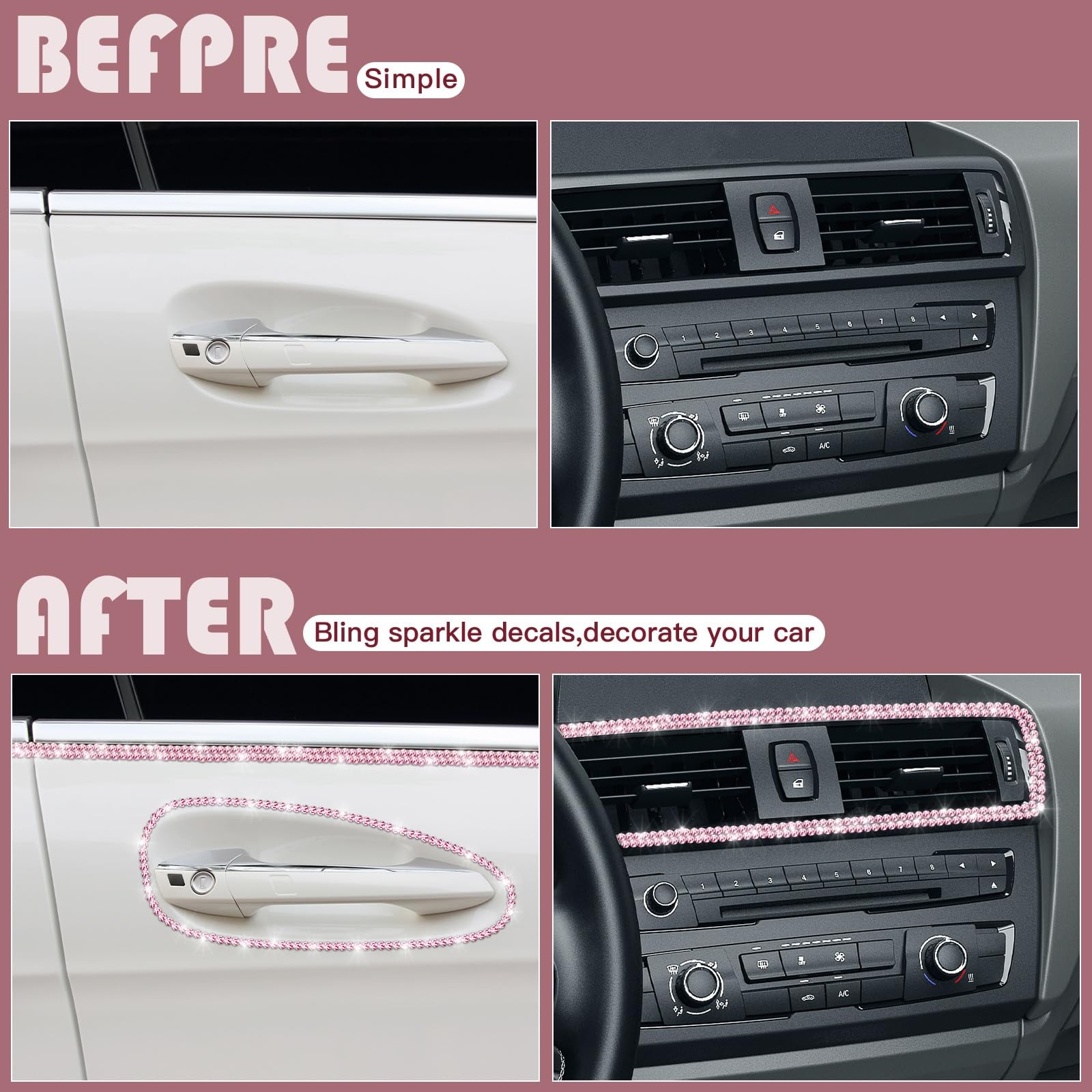 32.8Ft Self-Adhesive Rhinestone Car Trim for Interior and Exterior Decoration
