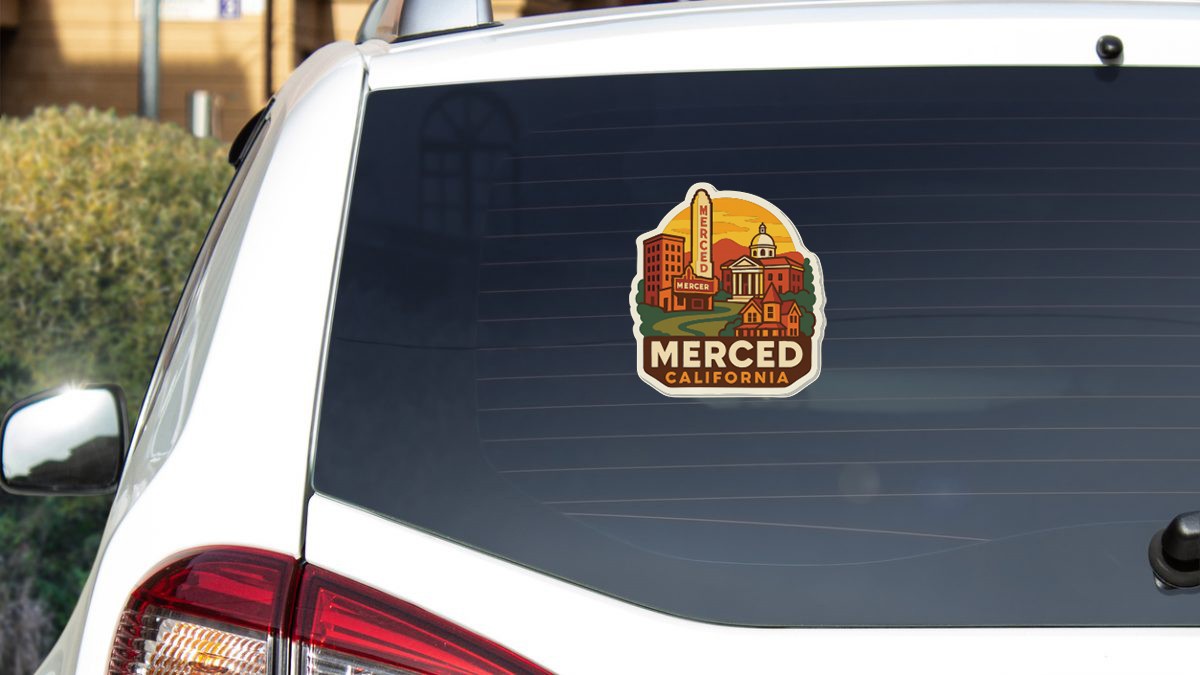 Merced California Sticker Decal Vinyl Die-Cut City Skyline Landmark Design