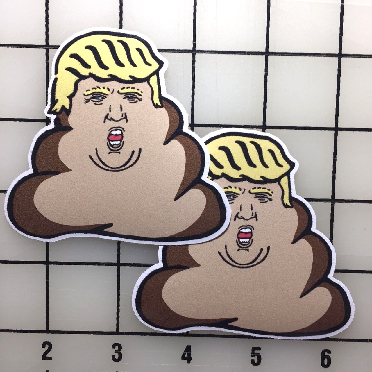 Donald Trump Poop Emoji 3" Wide Color Vinyl Decal Sticker BOGO