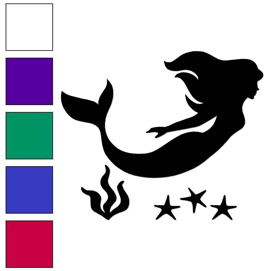 Mermaid Starfish, Vinyl Decal Sticker, Multiple Colors & Sizes #7043