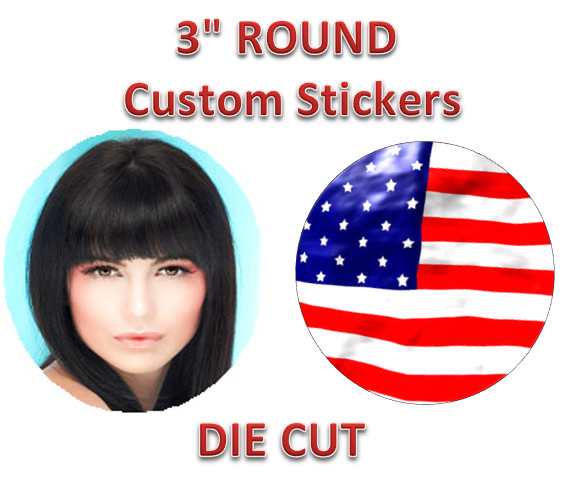 Custom Sticker Decal Photo Text Colors 3" Round Your Design Die Cut Holographic