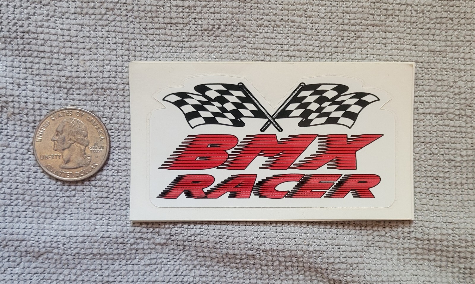 BMX Racer Checker Flag Toolbox Helmet Wall Sticker Vintage NOS Free Shipping