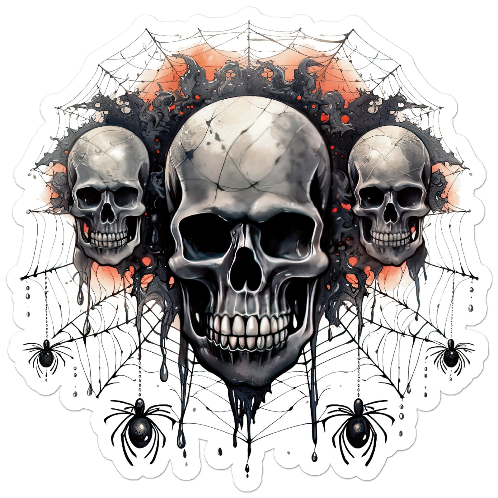 Spider Web Skull Halloween – Vinyl Decal Sticker – Car Window Laptop – ebn11049
