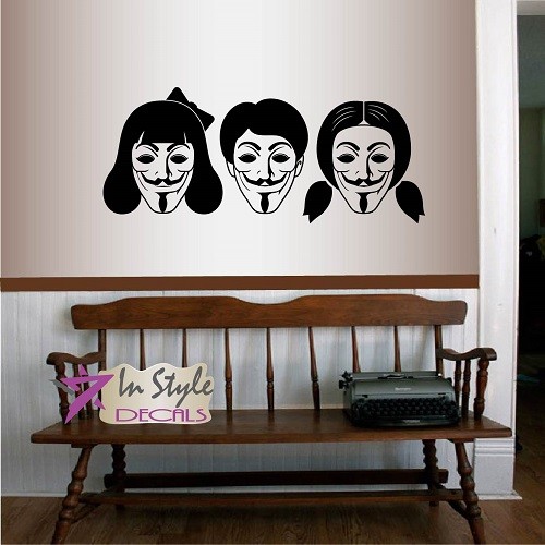 Vinyl Decal Guy Fawkes Mask Family Anonymous Any Room Wall Sticker 501