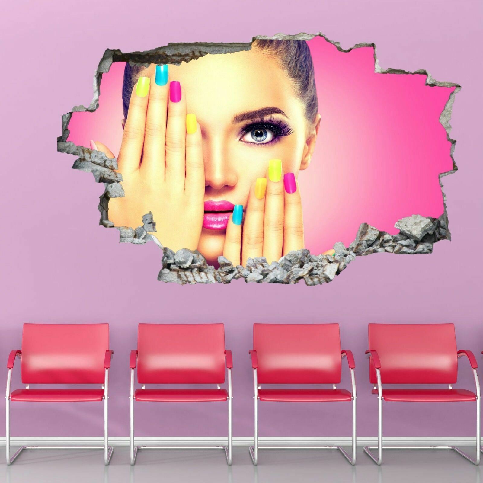 Makeup Model Nail Polish Manicure Beauty Salon Wall Art Sticker Mural Decal GP18