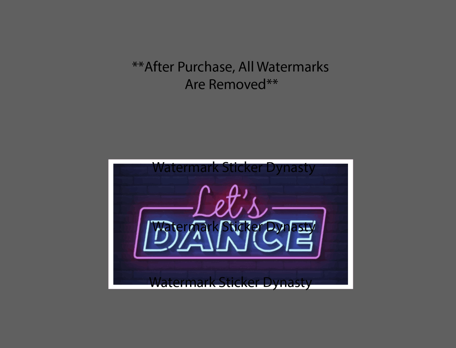 Let's Dance Sticker Waterproof Decal Neon Lights Party Dancing Gift NEW