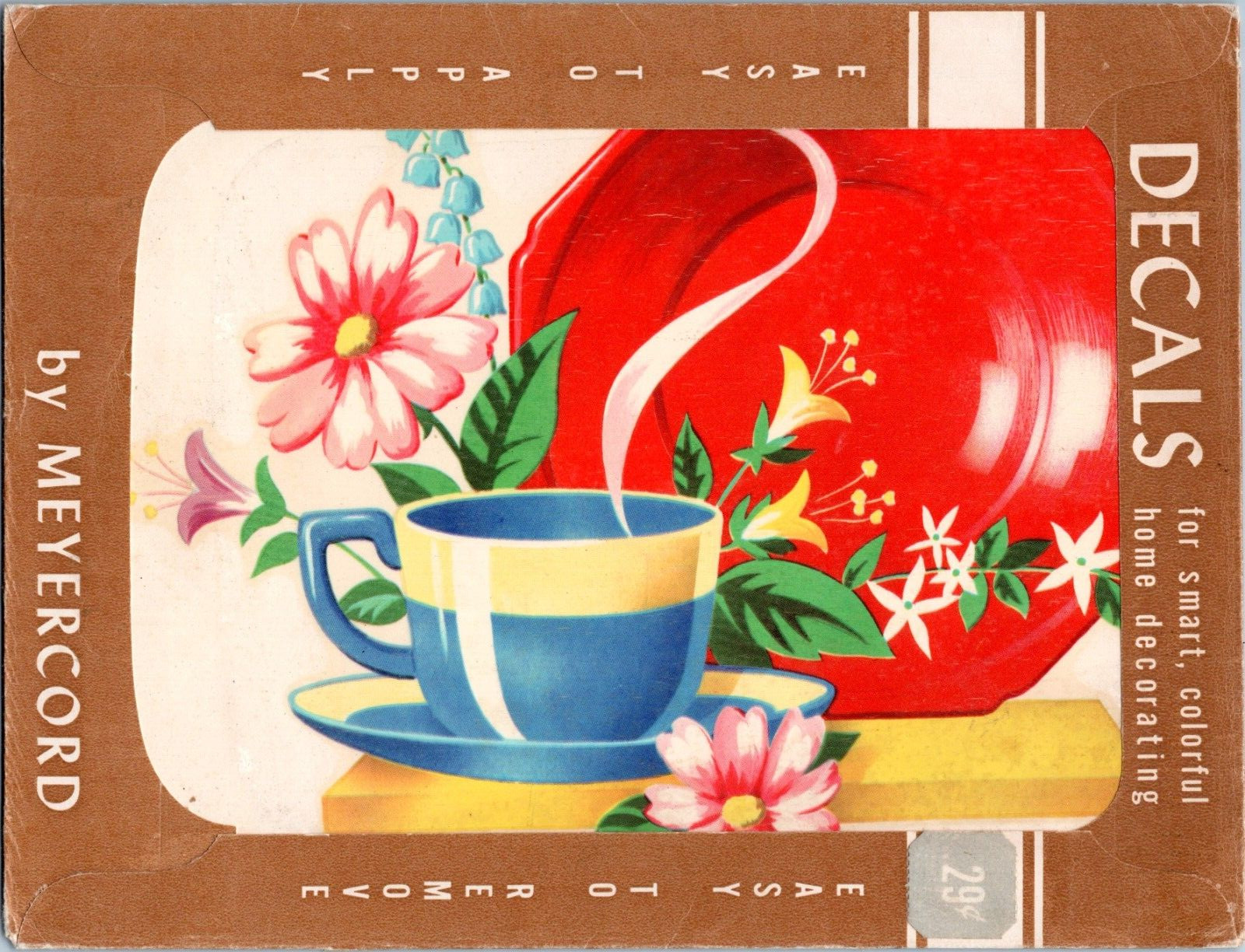 1950s Household Decals by Meyer Cord – Unopened Package Cup, Plate, Flowers