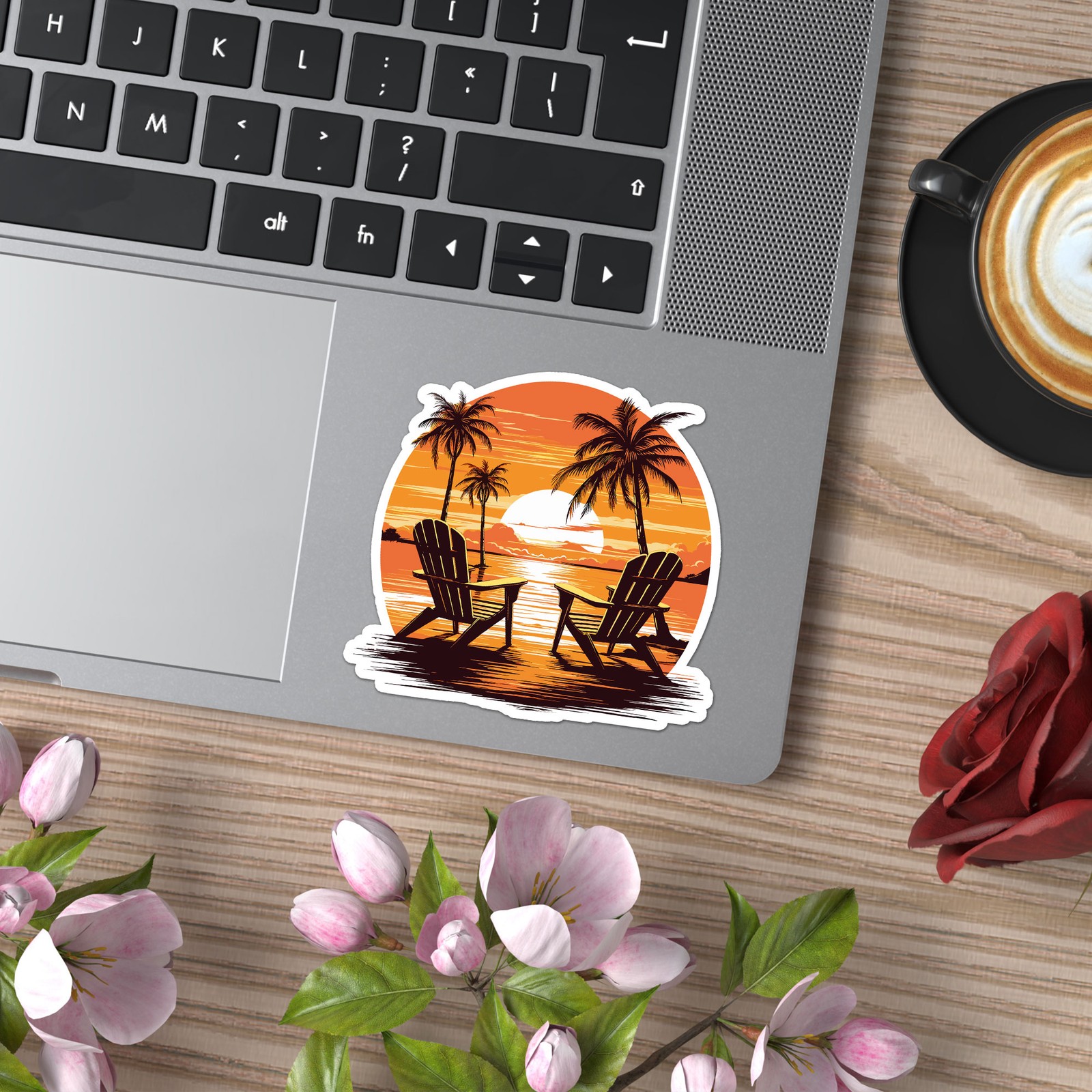 Beach Chairs Sunset – Vinyl Decal Sticker – Car Window Laptop – ebn11916
