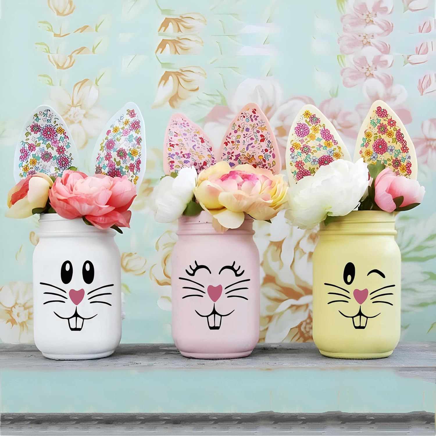 18 Pcs Easter Bunny Face Vinyl Decals – Bunny Faces DIY Craft Vinyl Art Stickers
