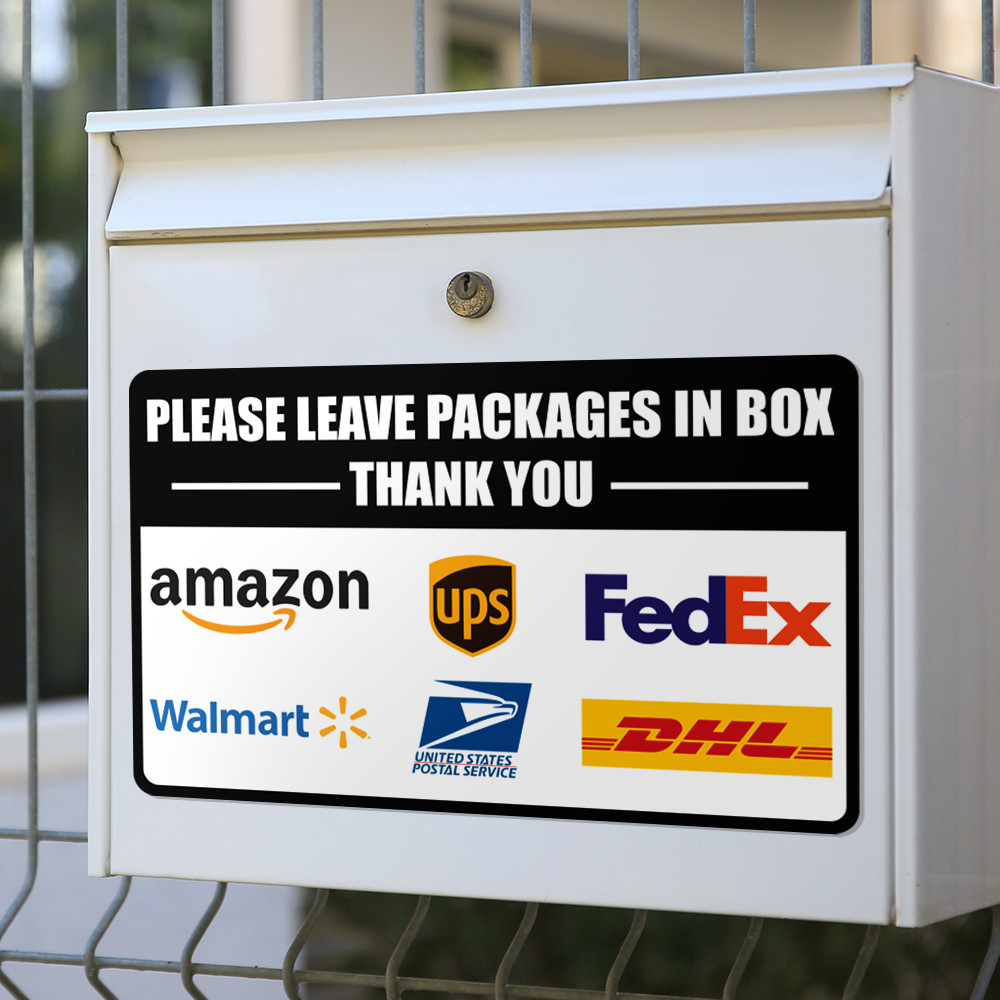 Please Leave Packages in Box Delivery Sign Sticker Vinyl Decal Amazon UPS FedEx