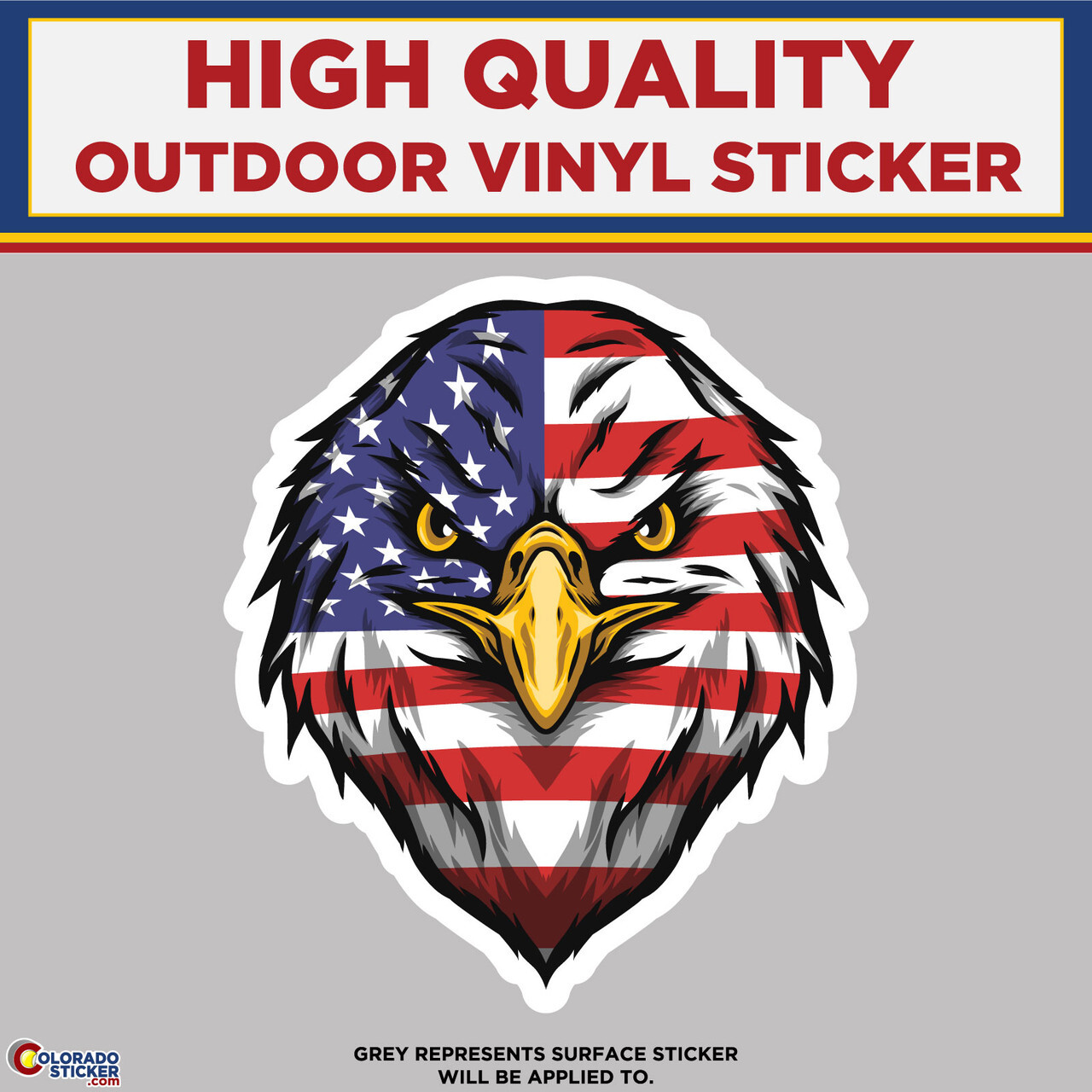 Bald Eagle Head with American Flag, High Quality Vinyl Sticker