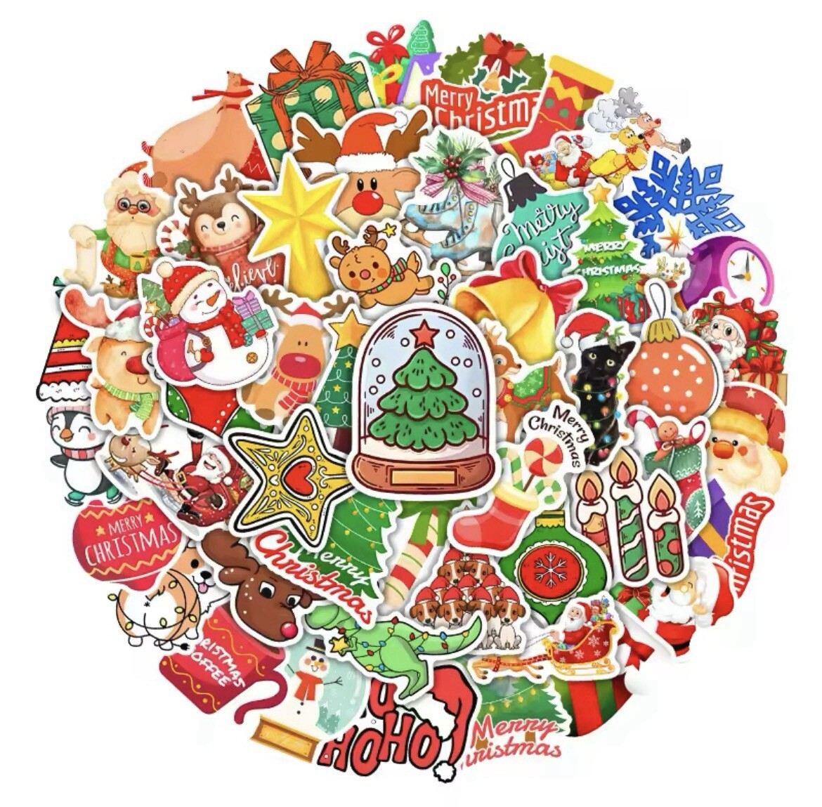Christmas Stickers 50pk Mixed Holiday Fun Christmas Winter Themed Fun Stickers